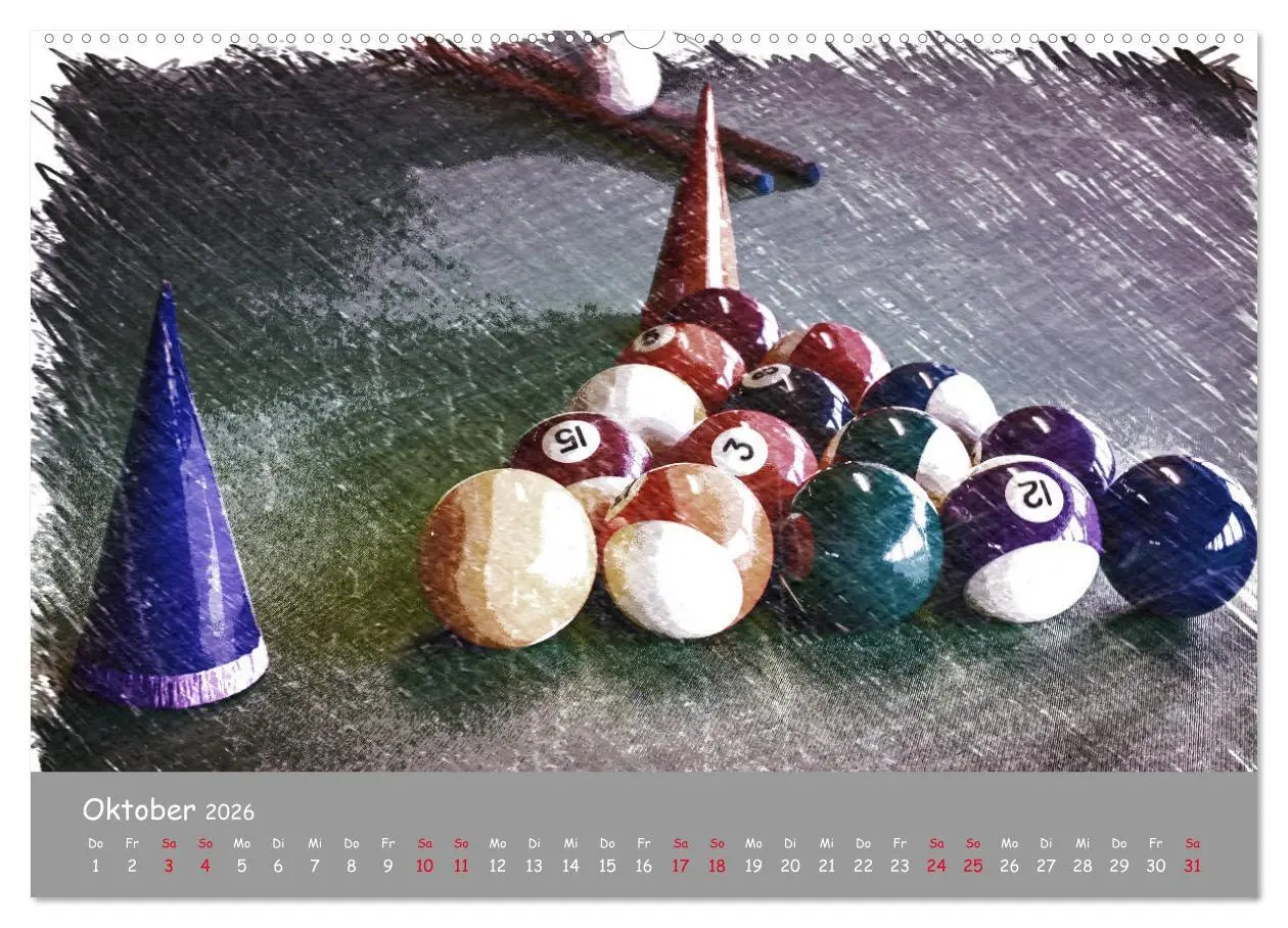 Bild: 9783457782170 | Freizeit Billard - Queue, Kugeln, Kreide und Tisch (Wandkalender...