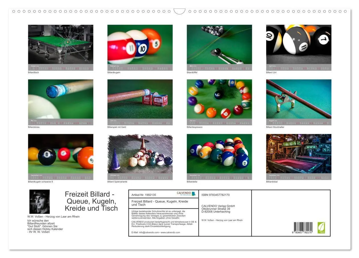 Bild: 9783457782170 | Freizeit Billard - Queue, Kugeln, Kreide und Tisch (Wandkalender...