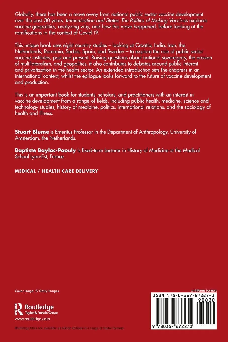 Rückseite: 9780367672270 | Immunization and States | The Politics of Making Vaccines | Buch