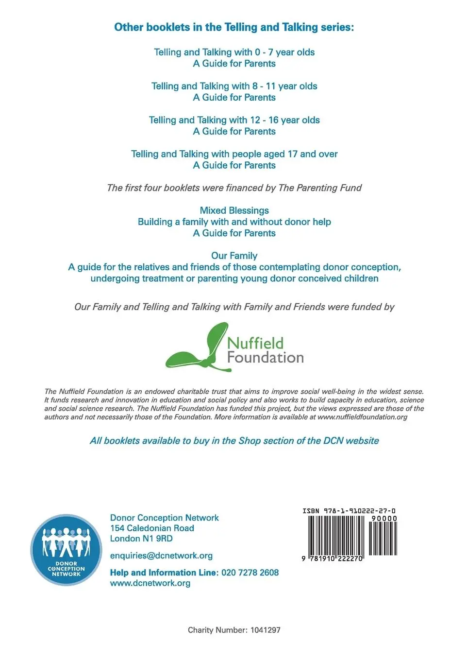 Rückseite: 9781910222270 | Telling and Talking with Family and Friends | Donor Conception Network