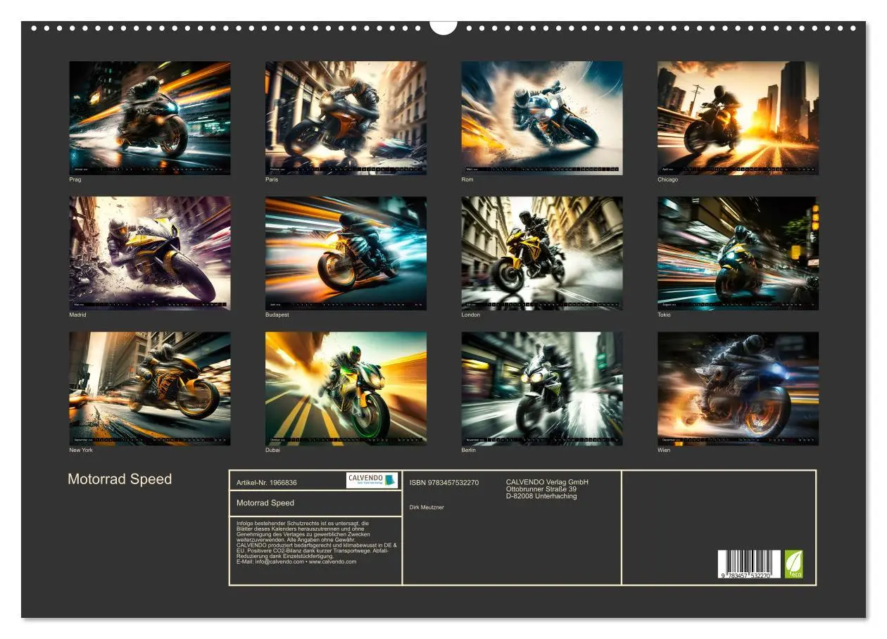 Bild: 9783457532270 | Motorrad Speed (Wandkalender 2026 DIN A2 quer), CALVENDO...