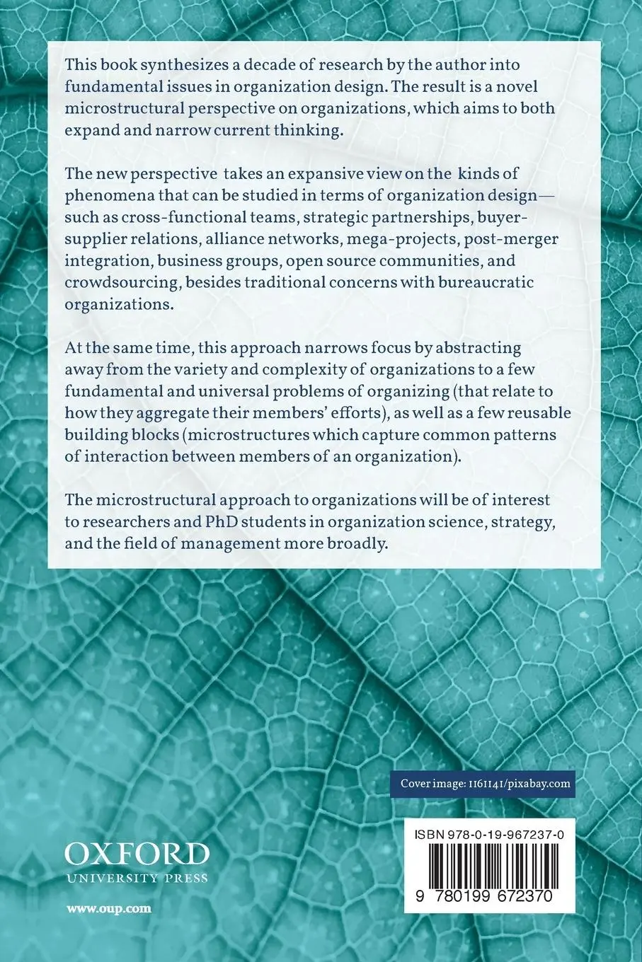Rückseite: 9780199672370 | Microstructure of Organizations | Phanish Puranam | Taschenbuch | 2018