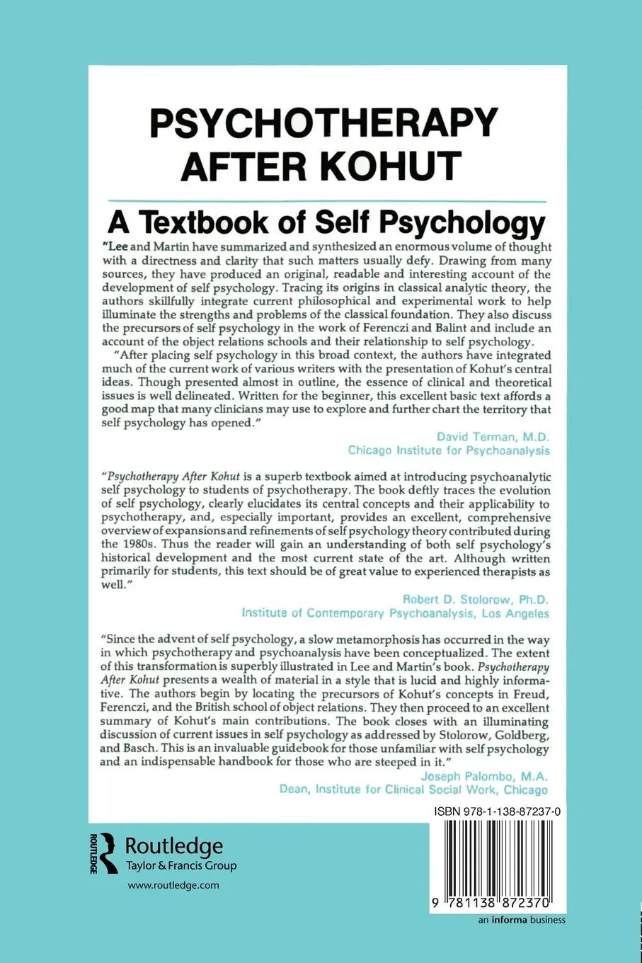 Rückseite: 9781138872370 | Psychotherapy After Kohut | A Textbook of Self Psychology | Buch