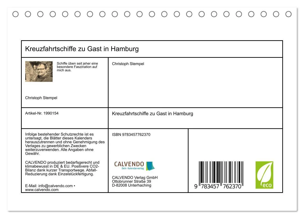 Bild: 9783457762370 | Kreuzfahrtschiffe zu Gast in Hamburg (Tischkalender 2026 DIN A5...