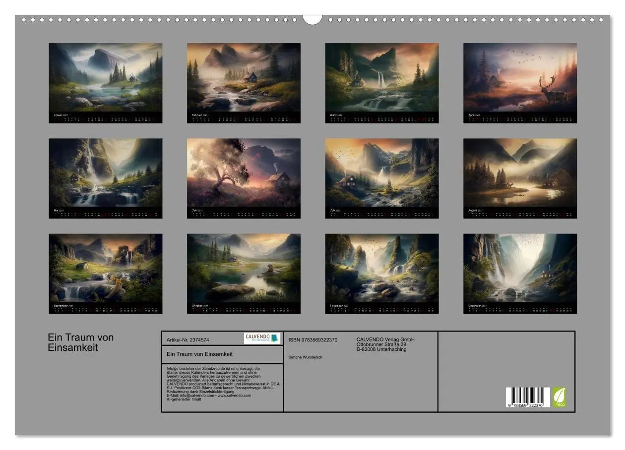 Bild: 9783569322370 | Ein Traum von Einsamkeit (Wandkalender 2027 DIN A2 quer), CALVENDO...