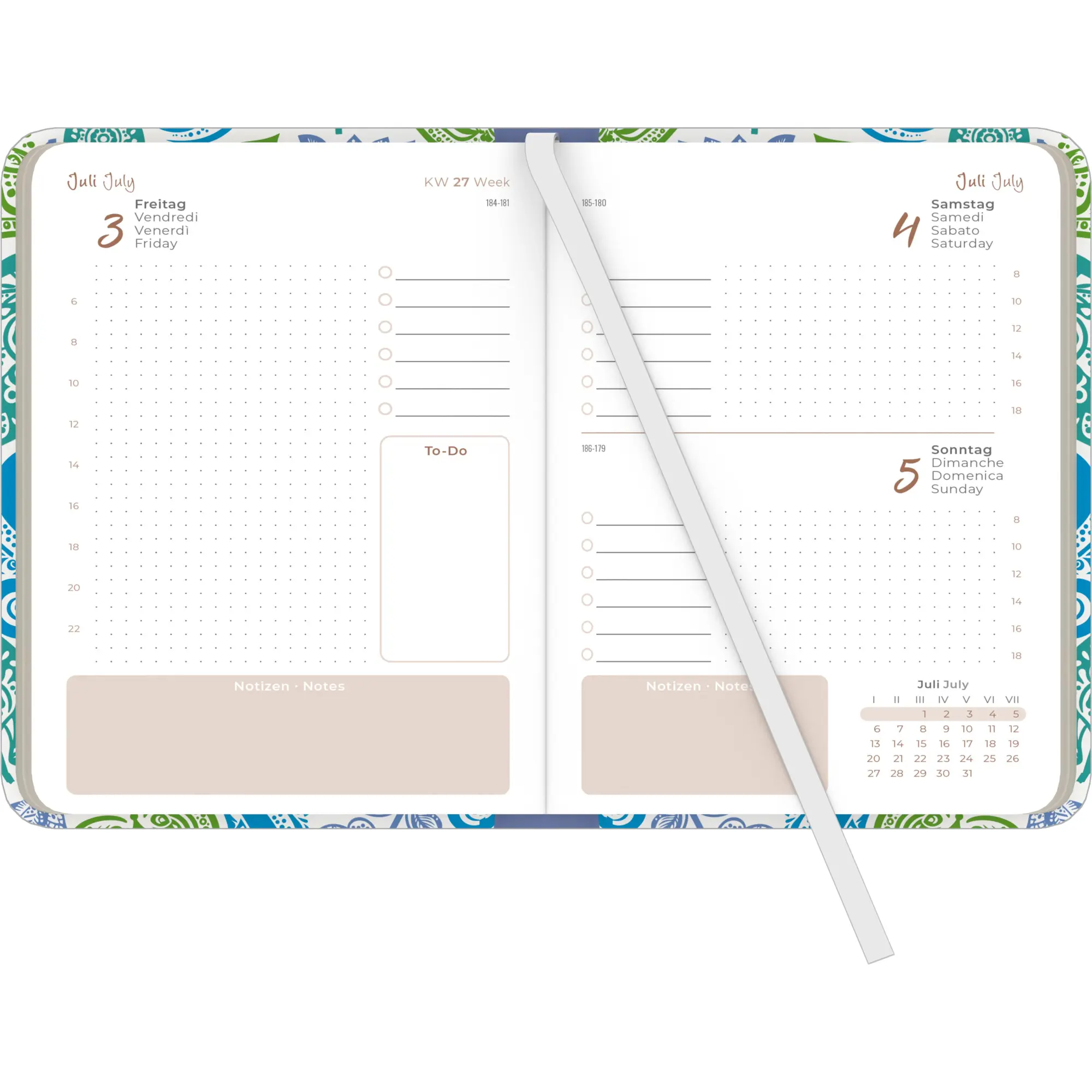 Bild: 4069095002470 | Daily Journal Paisley 2026 - Taschen-Kalender A6 - Leuchtturm - Day...