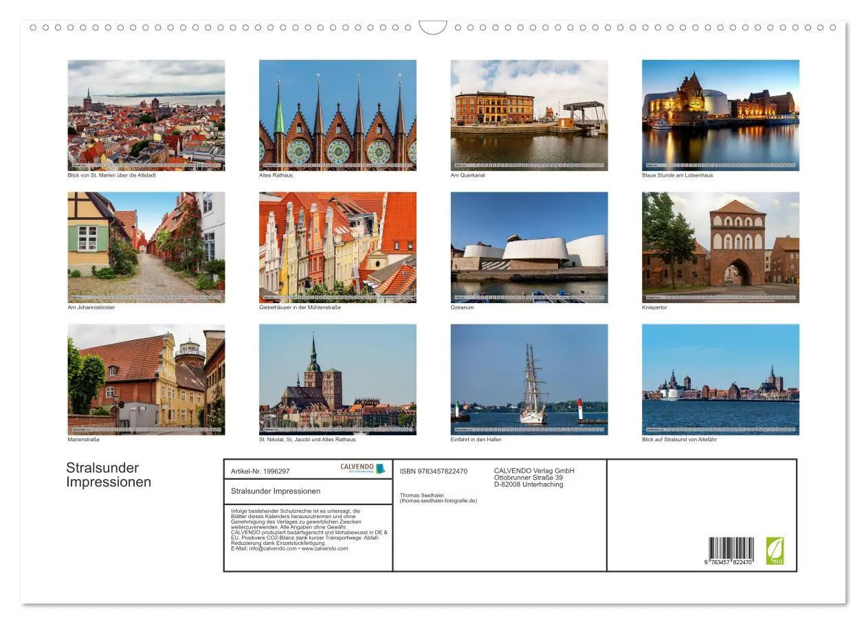 Bild: 9783457822470 | Stralsunder Impressionen (Wandkalender 2026 DIN A2 quer), CALVENDO...