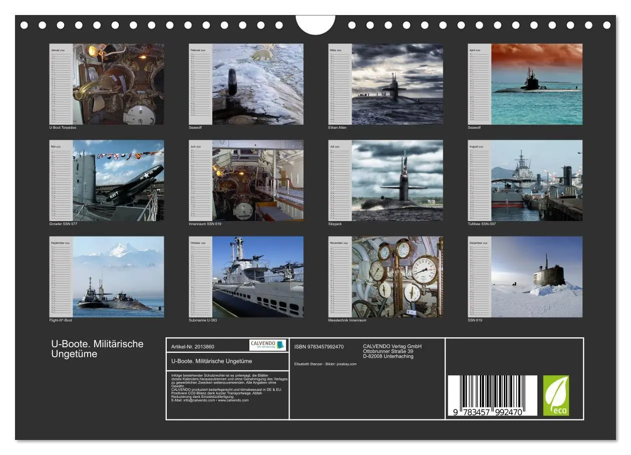 Bild: 9783457992470 | U-Boote. Militärische Ungetüme (Wandkalender 2026 DIN A4 quer),...