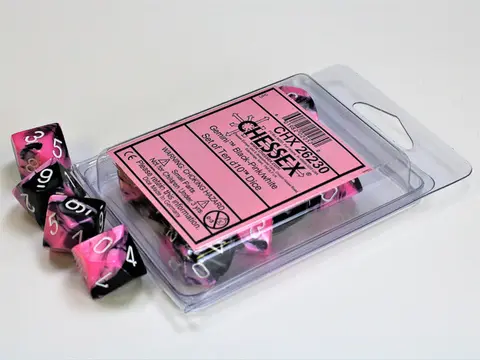 Cover: 601982022570 | Gemini® Black-Pink/white Set of Ten d10s | deutsch | Chessex