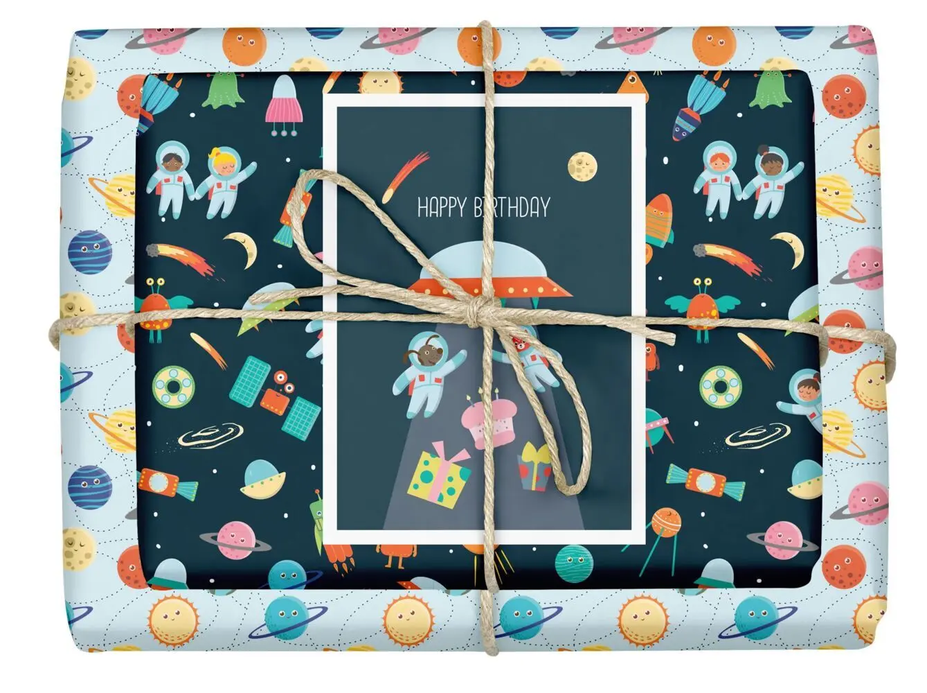 Geschenkpapier-Set für Kinder: Weltall (Astronauten/ Raketen/ Weltraum)