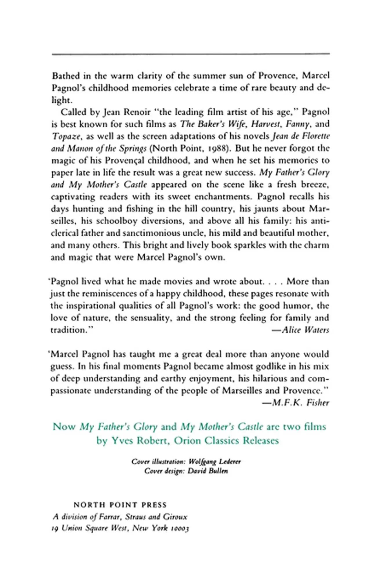 Rückseite: 9780865472570 | My Father's Glory &amp; My Mother's Castle | Marcel Pagnol | Taschenbuch