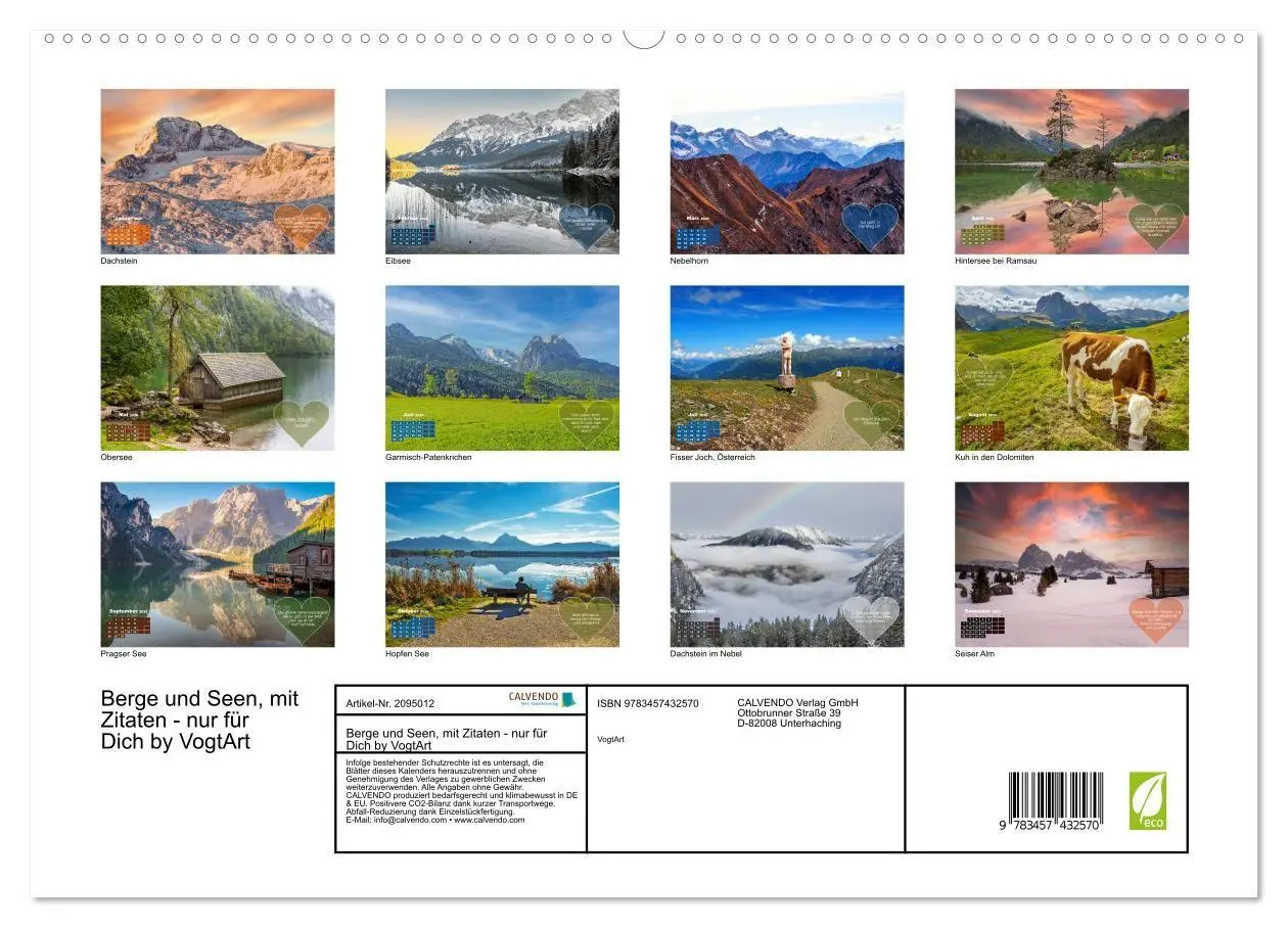 Bild: 9783457432570 | Berge und Seen, mit Zitaten - nur für Dich by VogtArt (hochwertiger...