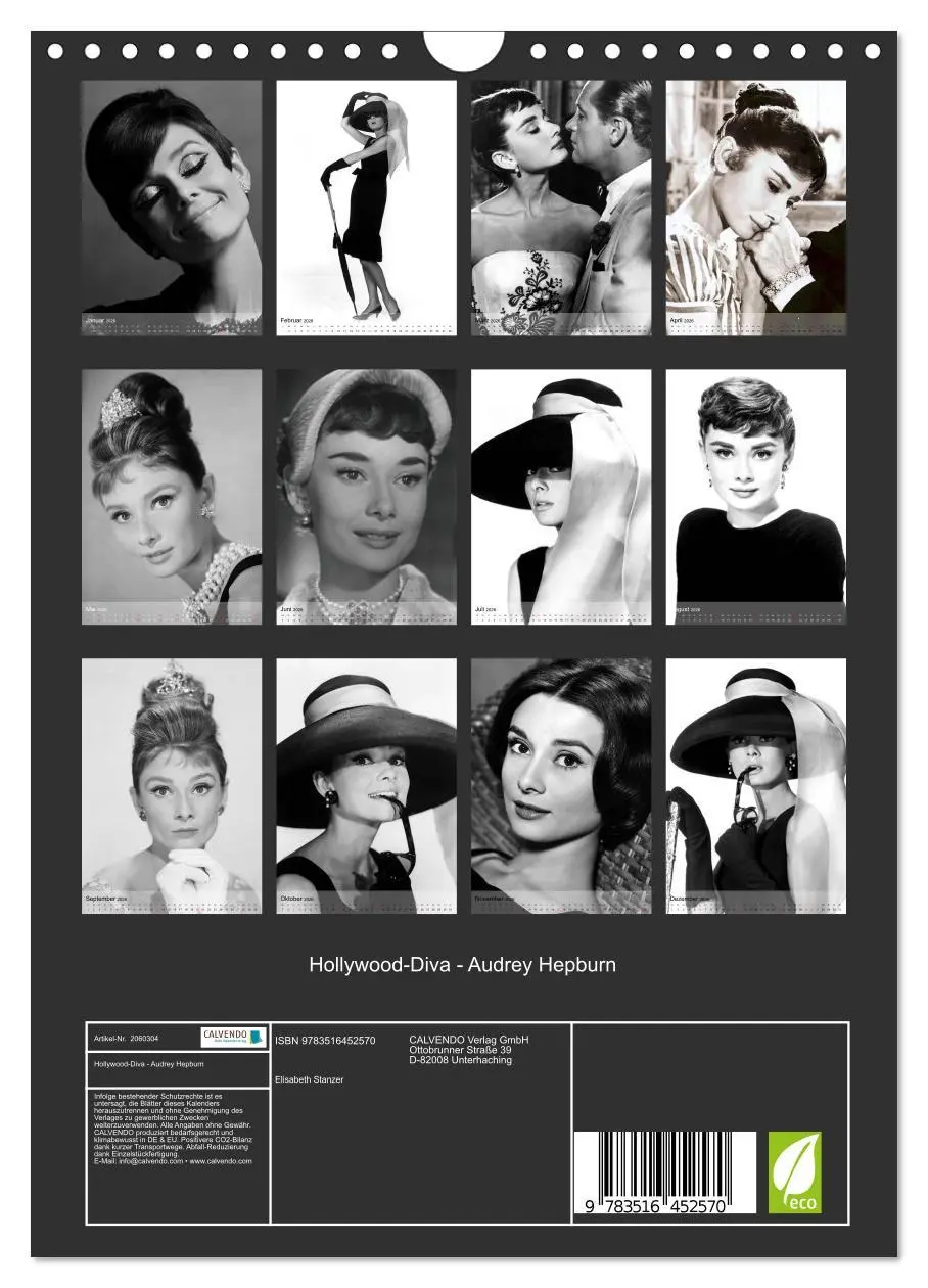 Bild: 9783516452570 | Hollywood-Diva - Audrey Hepburn (Wandkalender 2026 DIN A4 hoch),...