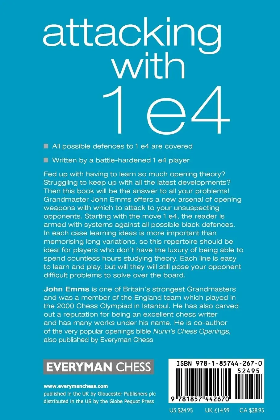 Rückseite: 9781857442670 | Attacking with 1e4 | John Emms | Taschenbuch | Kartoniert / Broschiert