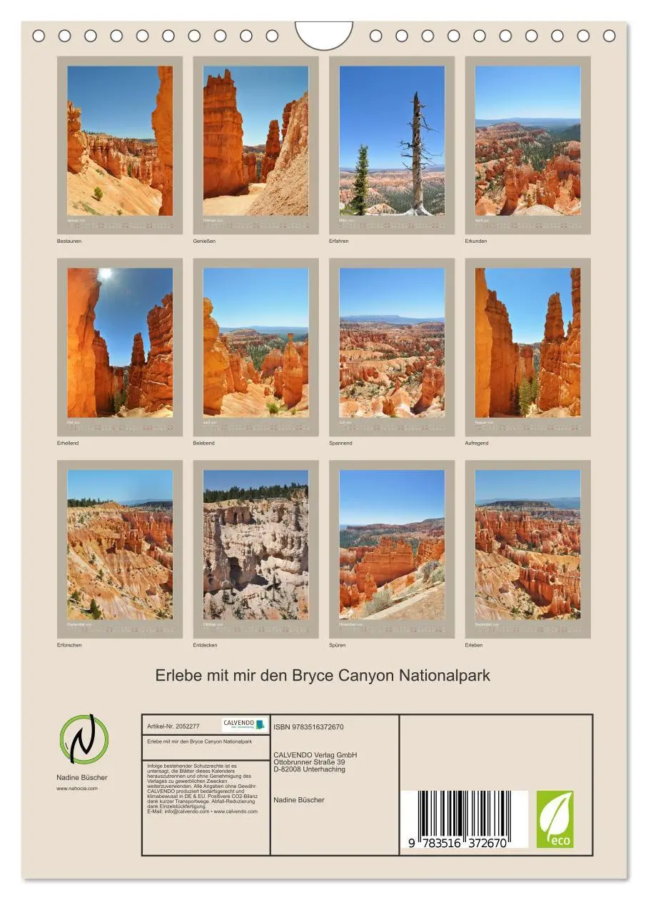 Bild: 9783516372670 | Erlebe mit mir den Bryce Canyon Nationalpark (Wandkalender 2026 DIN...