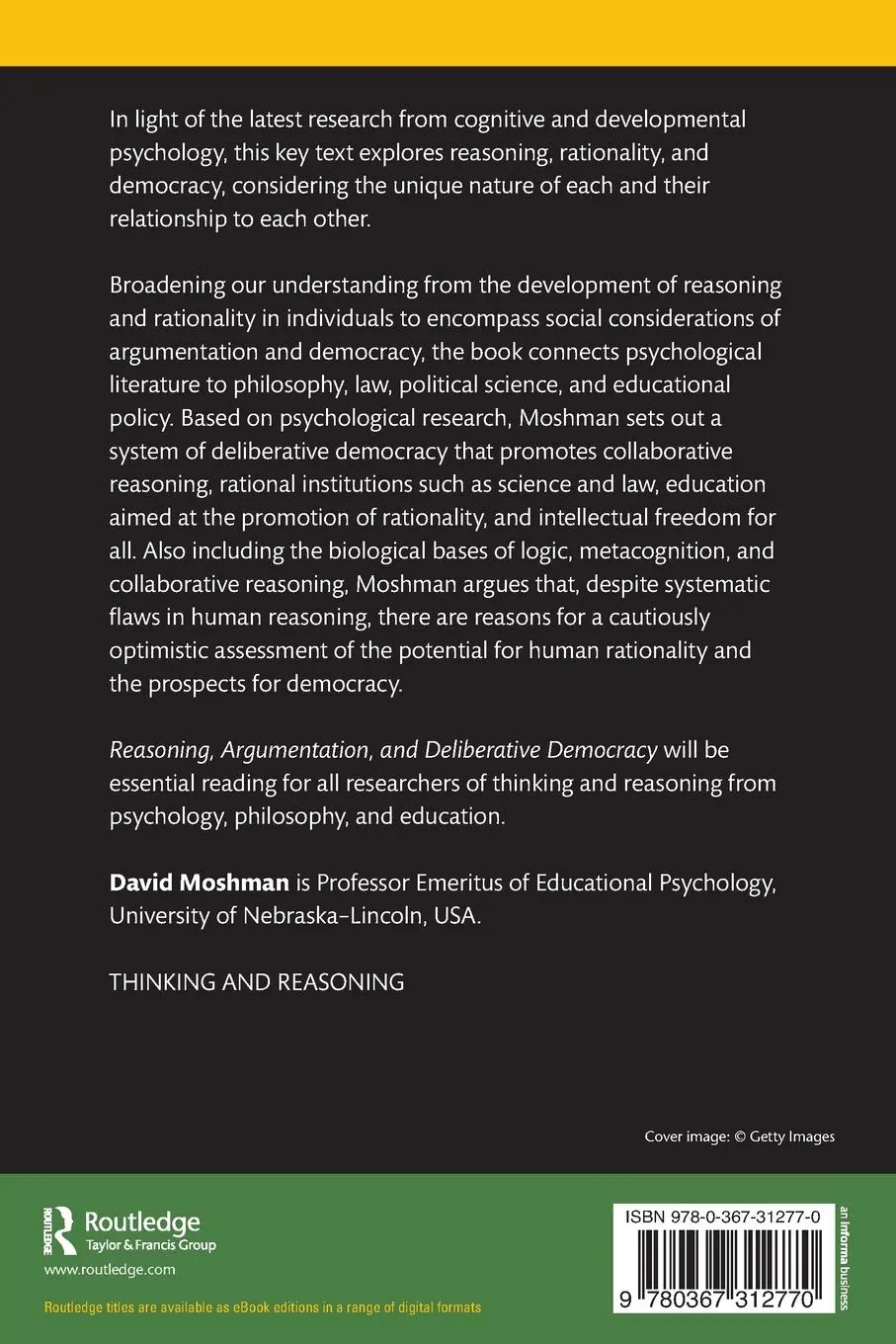 Rückseite: 9780367312770 | Reasoning, Argumentation, and Deliberative Democracy | David Moshman