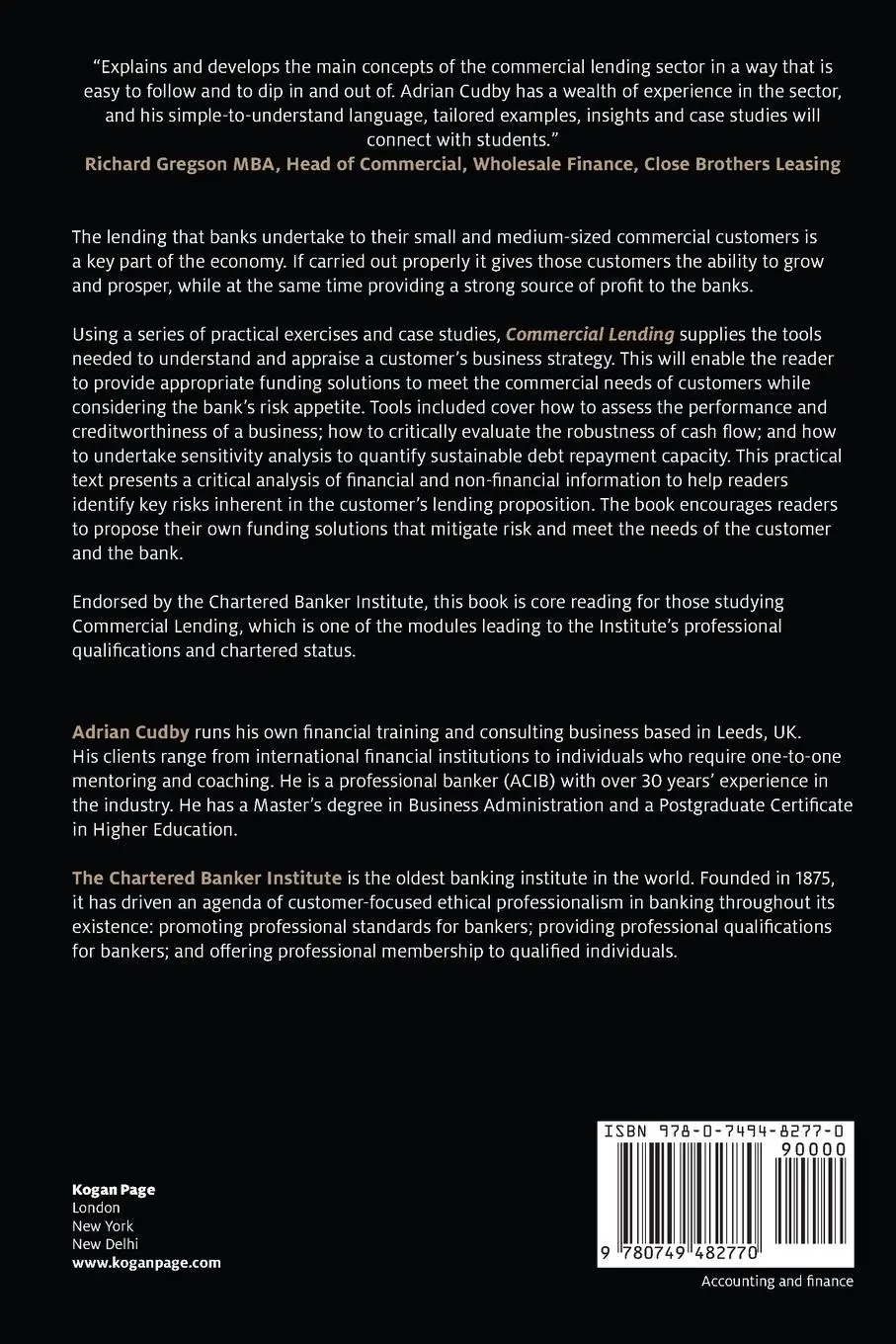 Rückseite: 9780749482770 | Commercial Lending | Principles and Practice | Adrian Cudby | Buch