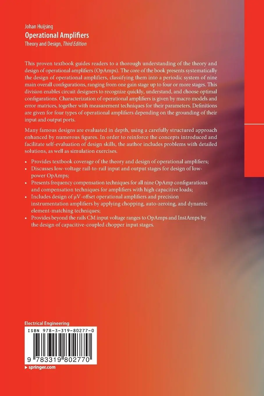 Rückseite: 9783319802770 | Operational Amplifiers | Theory and Design | Johan Huijsing | Buch
