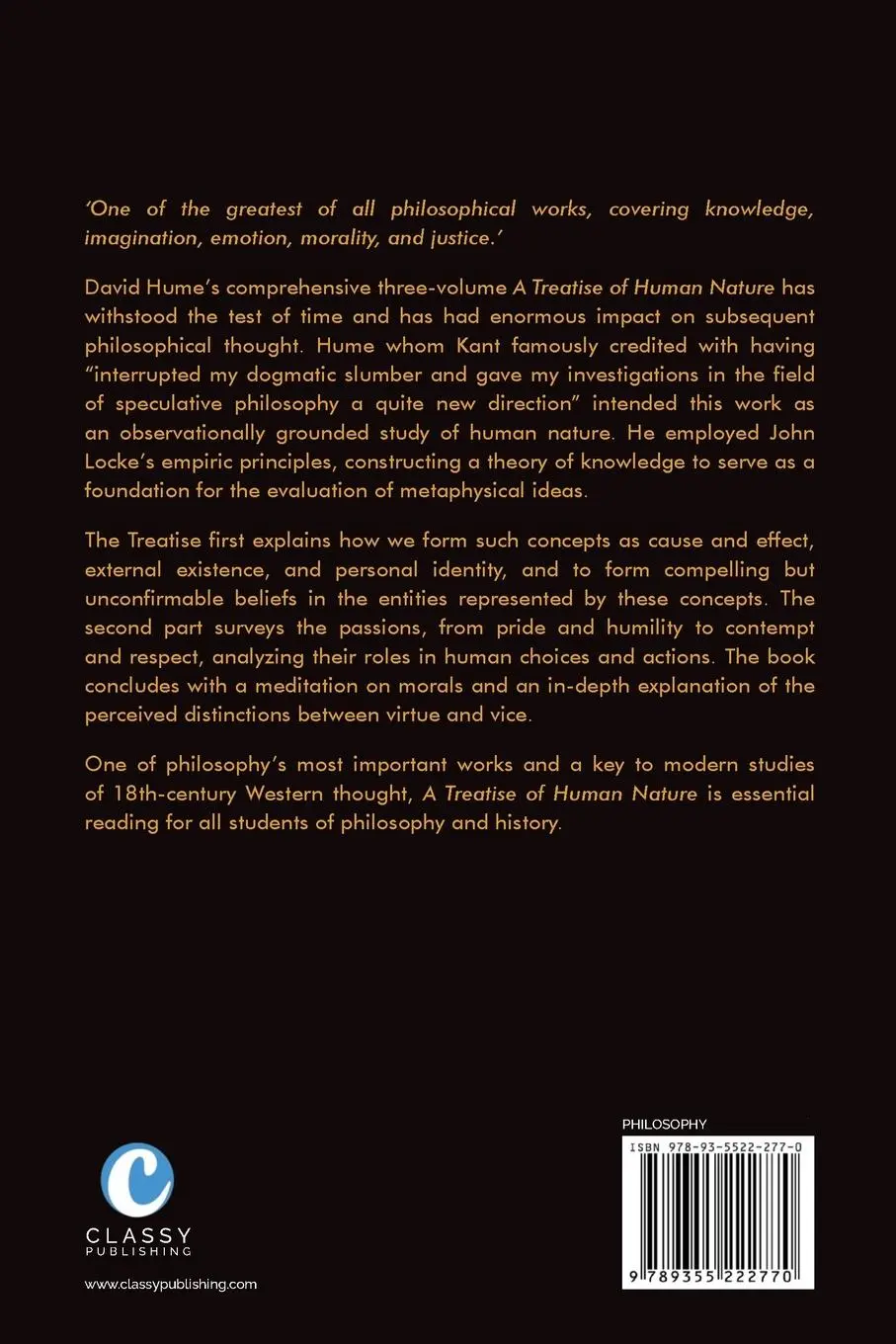 Rückseite: 9789355222770 | A Treatise of Human Nature | David Hume | Taschenbuch | Englisch