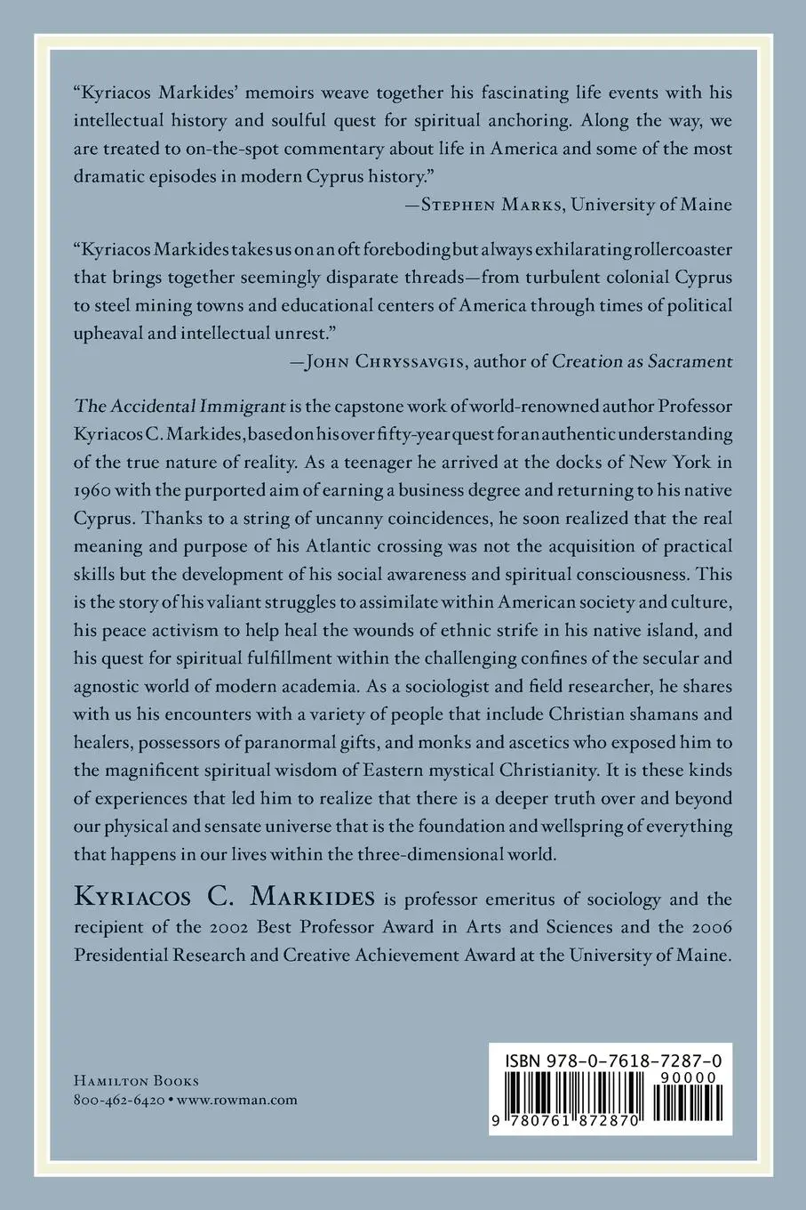 Rückseite: 9780761872870 | The Accidental Immigrant | A Quest for Spirit in a Skeptical Age