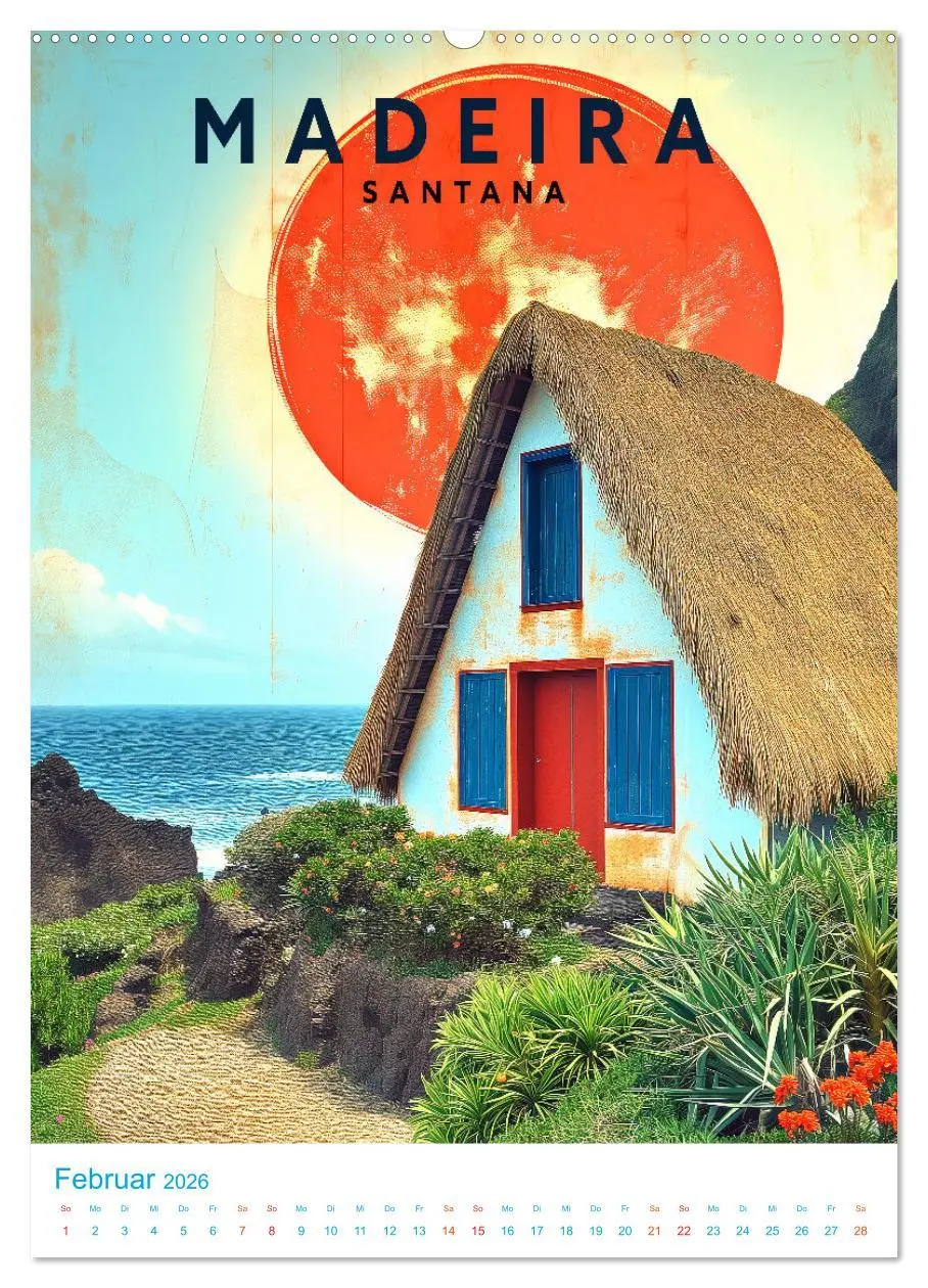 Bild: 9783516282870 | Madeira - Old School Poster Style (Wandkalender 2026 DIN A2 hoch),...