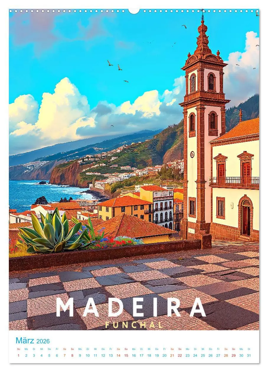 Bild: 9783516282870 | Madeira - Old School Poster Style (Wandkalender 2026 DIN A2 hoch),...