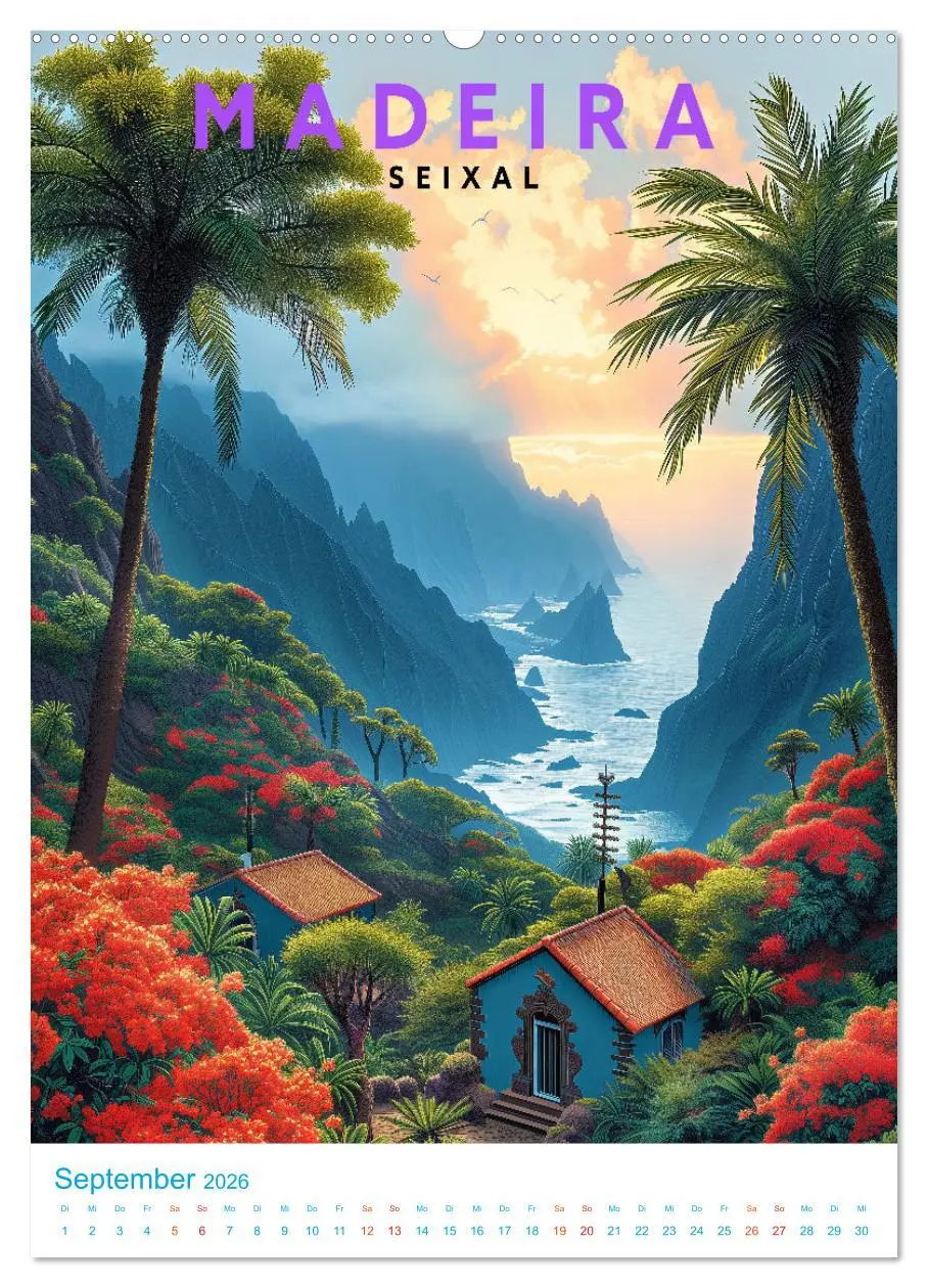 Bild: 9783516282870 | Madeira - Old School Poster Style (Wandkalender 2026 DIN A2 hoch),...