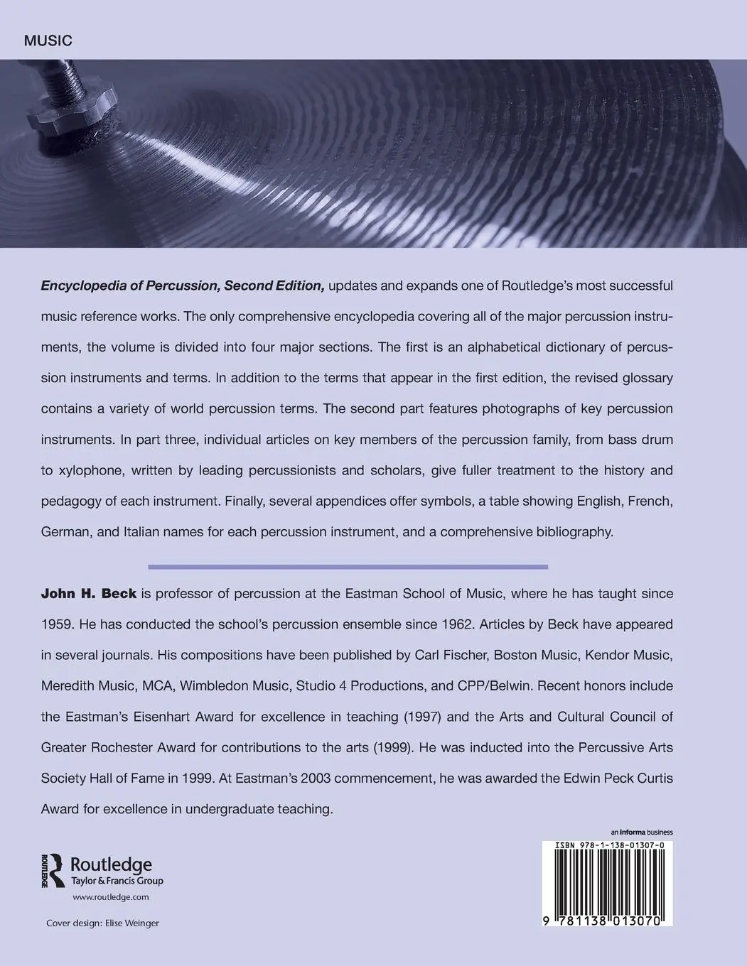 Rückseite: 9781138013070 | Encyclopedia of Percussion | John H. Beck | Taschenbuch | Englisch