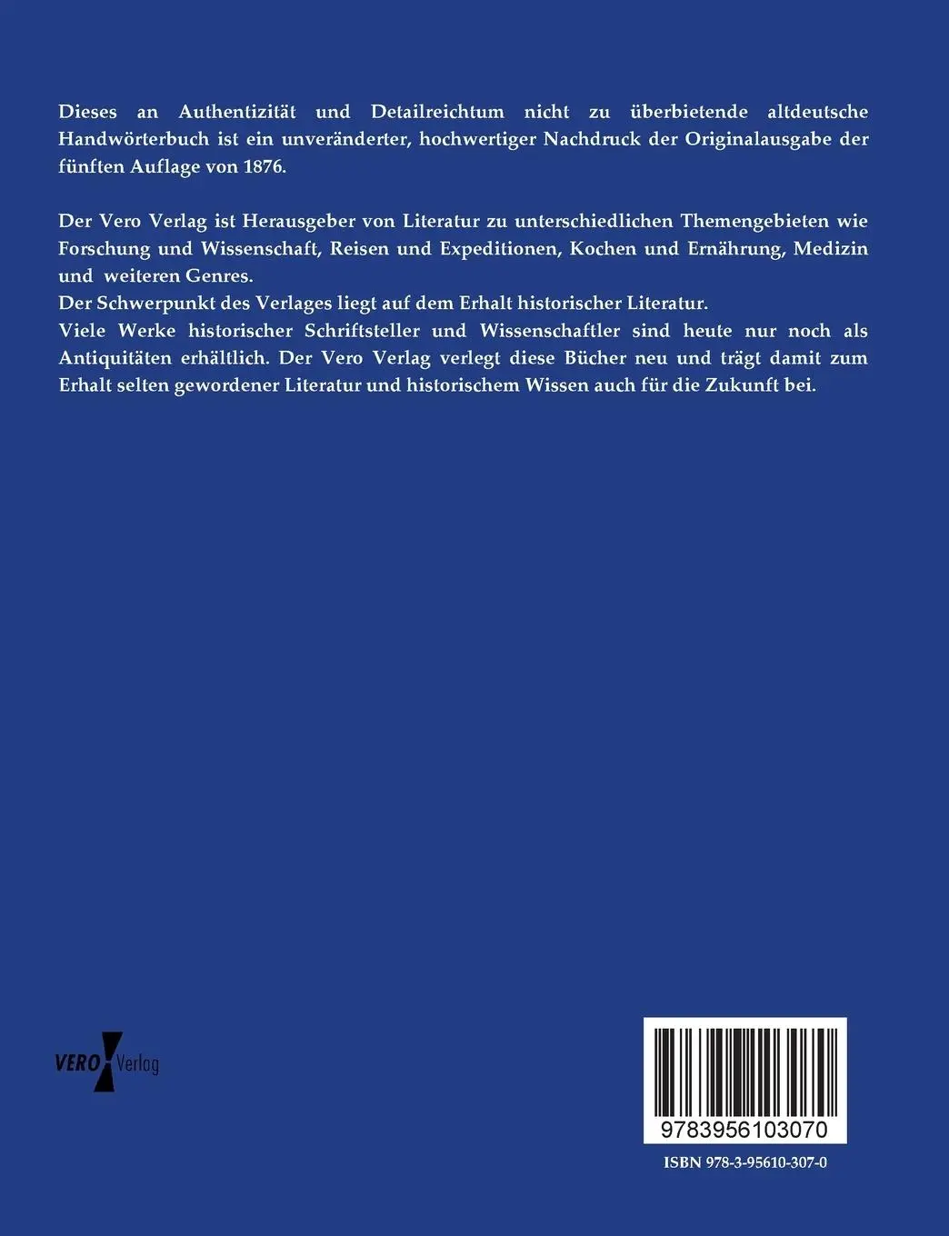 Rückseite: 9783956103070 | Altdeutsches Handwörterbuch | Wilhelm Wackernagel | Taschenbuch | 2019