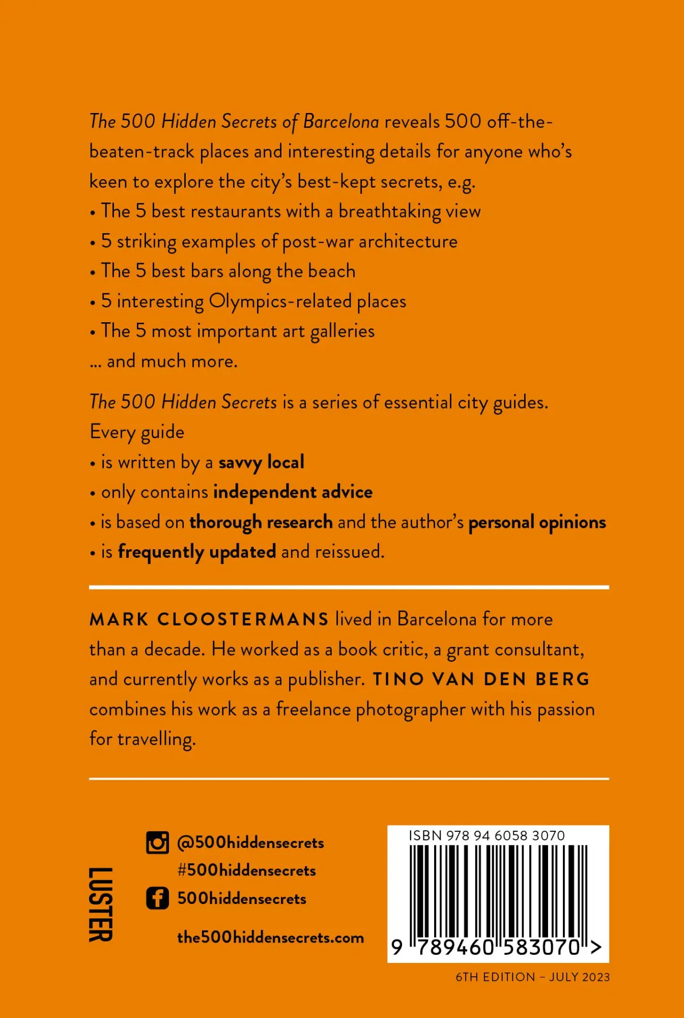 Rückseite: 9789460583070 | The 500 Hidden Secrets of Barcelona | Mark Cloostermans | Taschenbuch