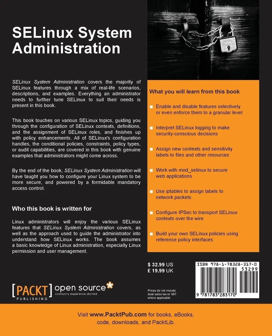 Rückseite: 9781783283170 | Selinux Policy Administration | Sven Vermeulen | Taschenbuch | 2013