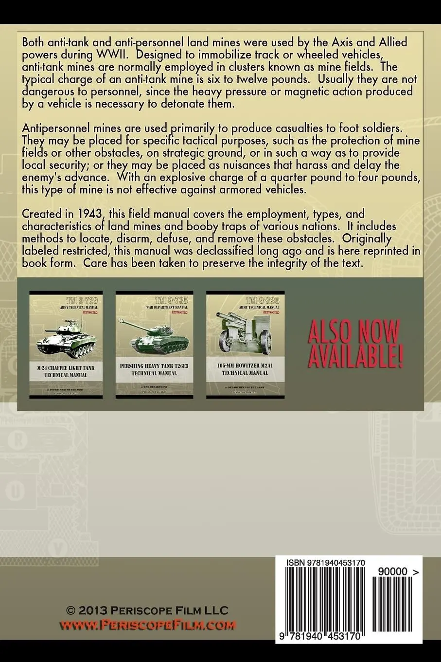 Rückseite: 9781940453170 | Land Mines and Booby Traps Field Manual | FM 5-31 | War Department