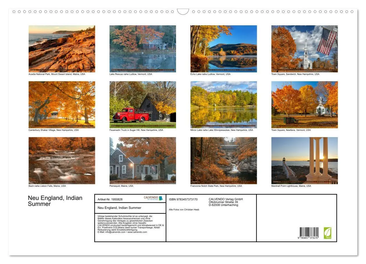 Bild: 9783457373170 | Neu England, Indian Summer (Wandkalender 2026 DIN A2 quer),...