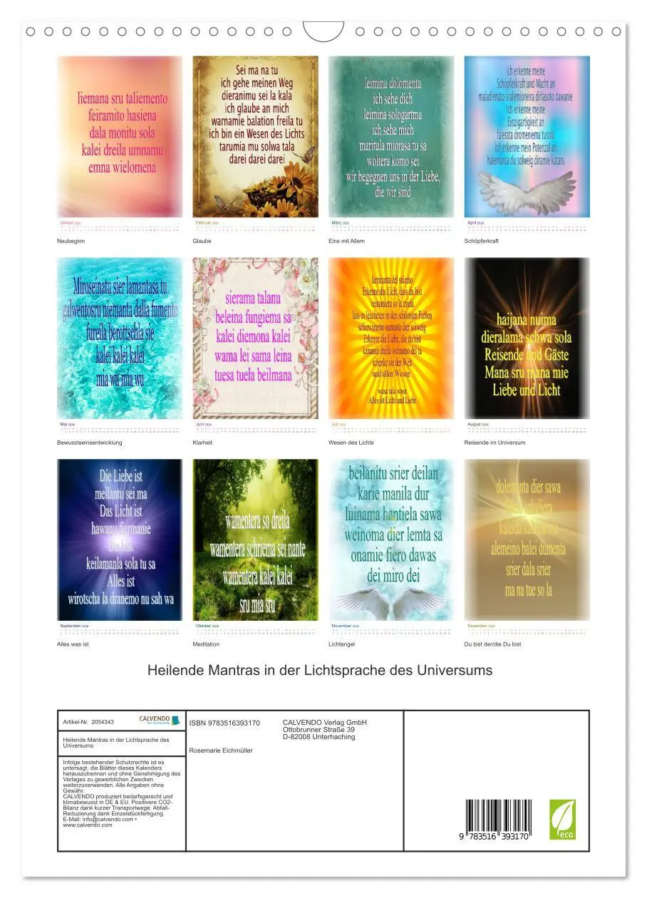Bild: 9783516393170 | Heilende Mantras in der Lichtsprache des Universums (Wandkalender...