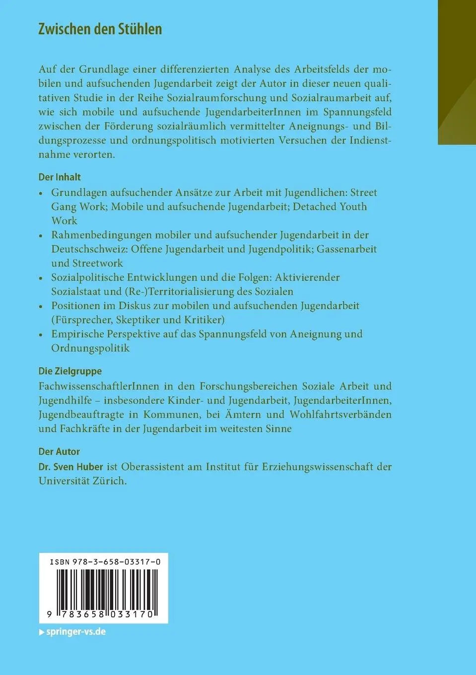 Rückseite: 9783658033170 | Zwischen den Stühlen | Sven Huber | Taschenbuch | vi | Deutsch | 2013