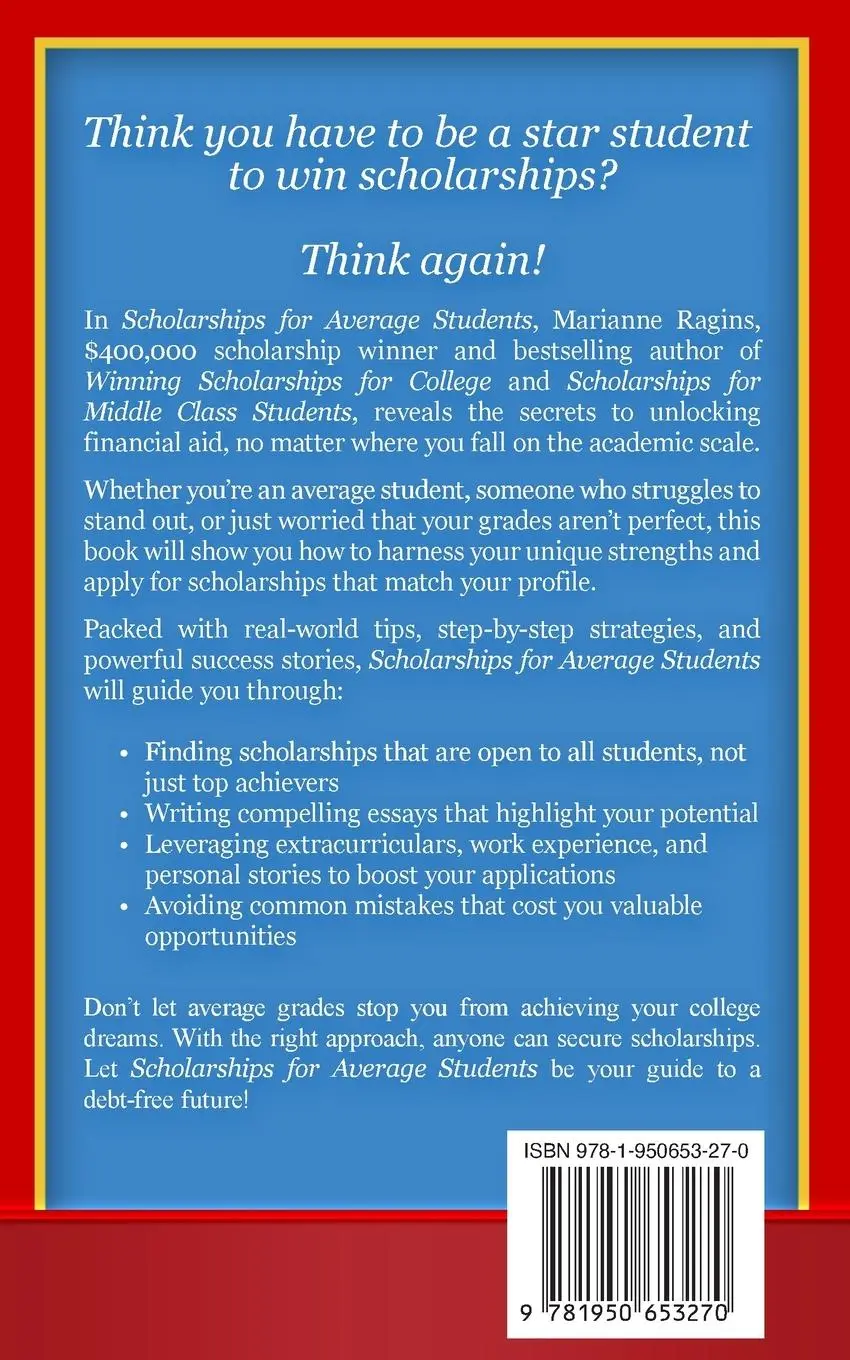 Rückseite: 9781950653270 | Scholarships for Average Students | Marianne Ragins | Taschenbuch