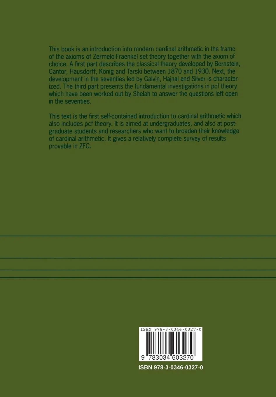 Rückseite: 9783034603270 | Introduction to Cardinal Arithmetic | Michael Holz (u. a.) | Buch