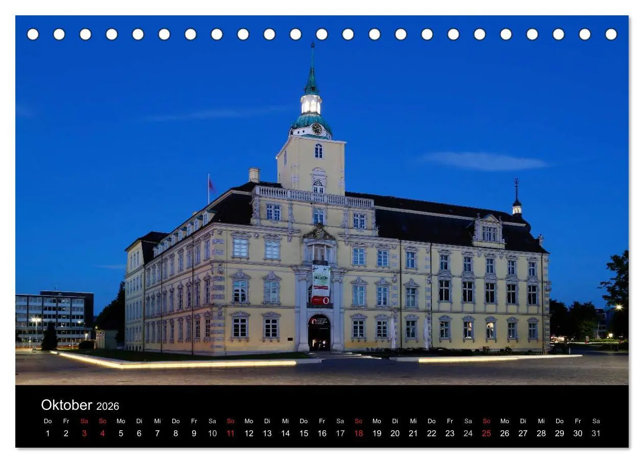 Bild: 9783516073270 | Oldenburg bei Nacht (Tischkalender 2026 DIN A5 quer), CALVENDO...