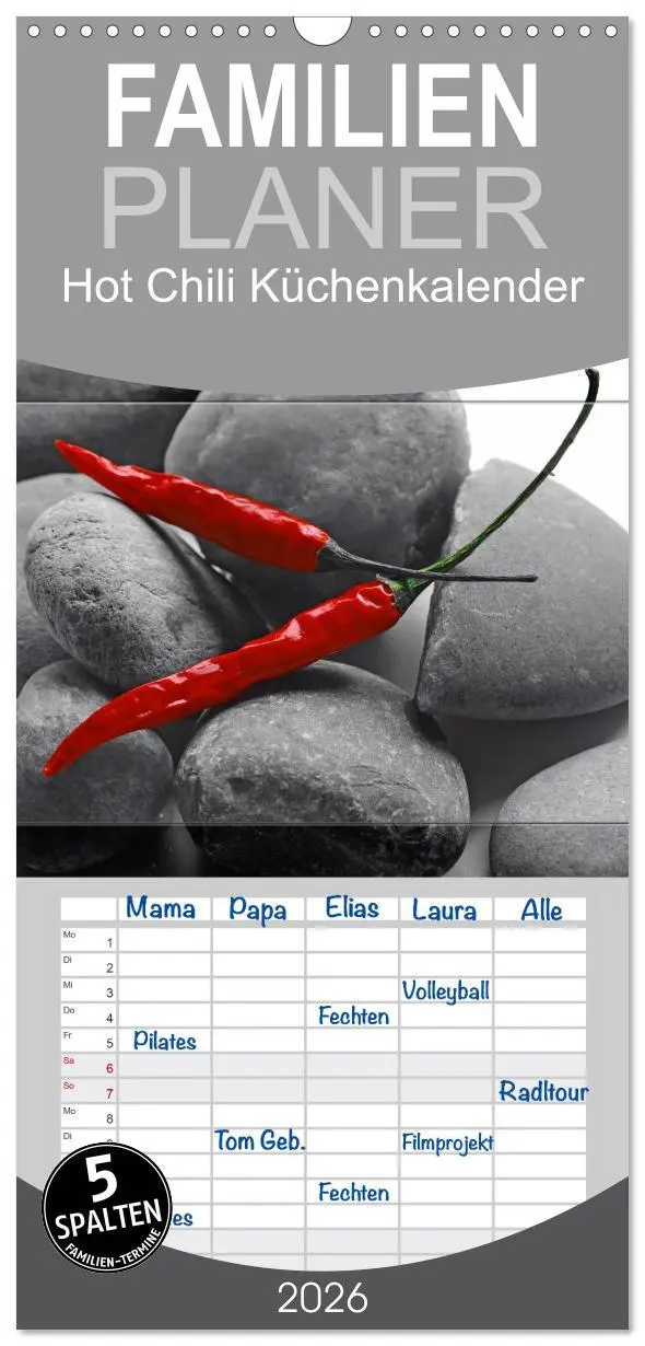 Cover: 9783516523270 | Familienplaner 2026 - Hot Chili Küchen Kalender mit 5 Spalten...