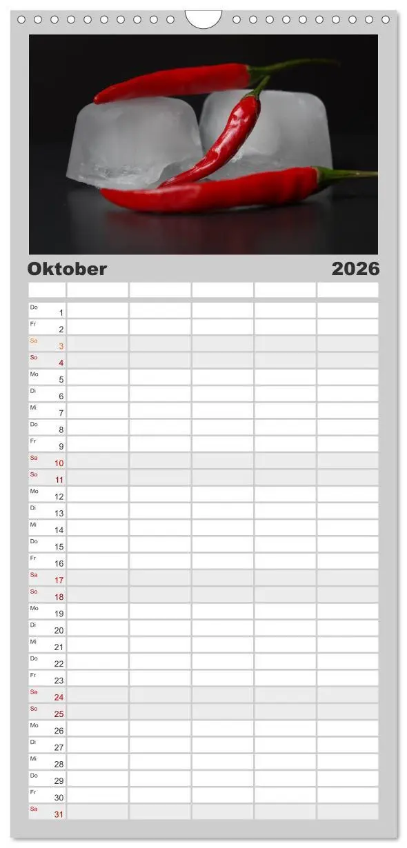 Bild: 9783516523270 | Familienplaner 2026 - Hot Chili Küchen Kalender mit 5 Spalten...