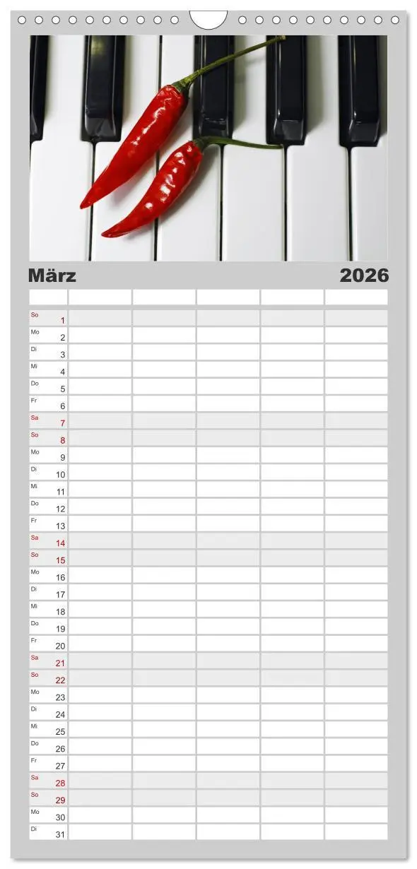 Bild: 9783516523270 | Familienplaner 2026 - Hot Chili Küchen Kalender mit 5 Spalten...