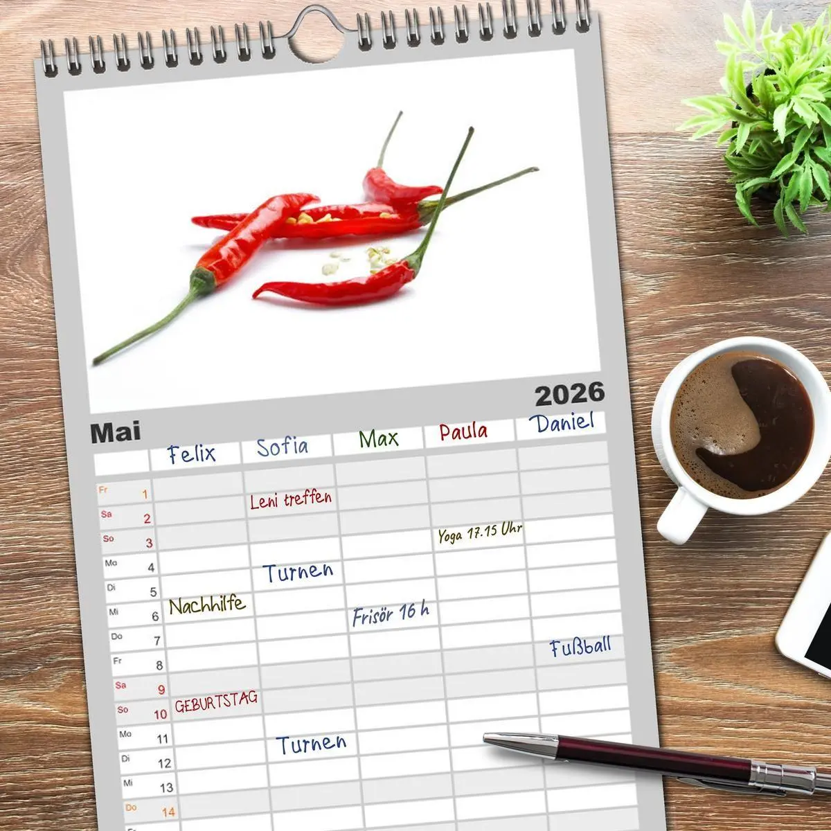 Bild: 9783516523270 | Familienplaner 2026 - Hot Chili Küchen Kalender mit 5 Spalten...