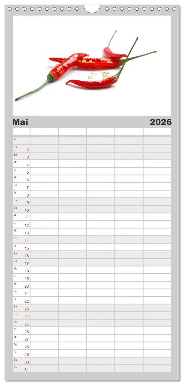 Bild: 9783516523270 | Familienplaner 2026 - Hot Chili Küchen Kalender mit 5 Spalten...