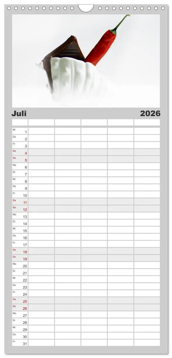 Bild: 9783516523270 | Familienplaner 2026 - Hot Chili Küchen Kalender mit 5 Spalten...