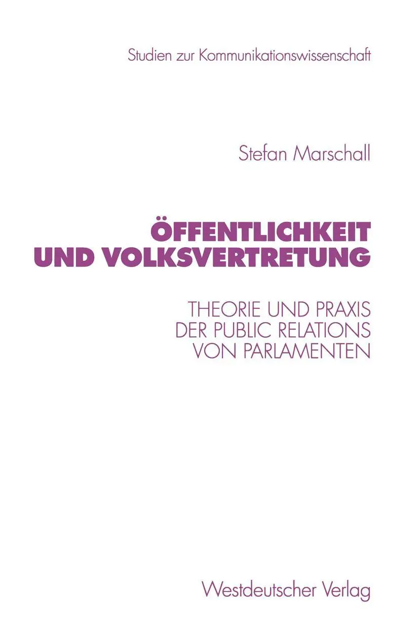 Cover: 9783531133270 | Öffentlichkeit und Volksvertretung | Stefan Marschall | Taschenbuch