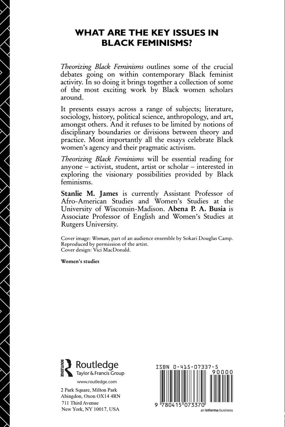 Rückseite: 9780415073370 | Theorizing Black Feminisms | The Visionary Pragmatism of Black Women