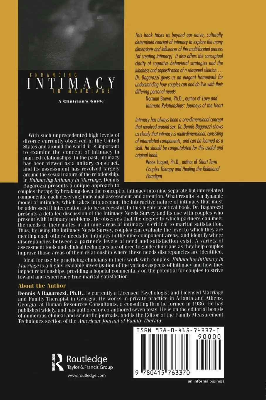 Rückseite: 9780415763370 | Enhancing Intimacy in Marriage | A Clinician's Guide | Bagarozzi
