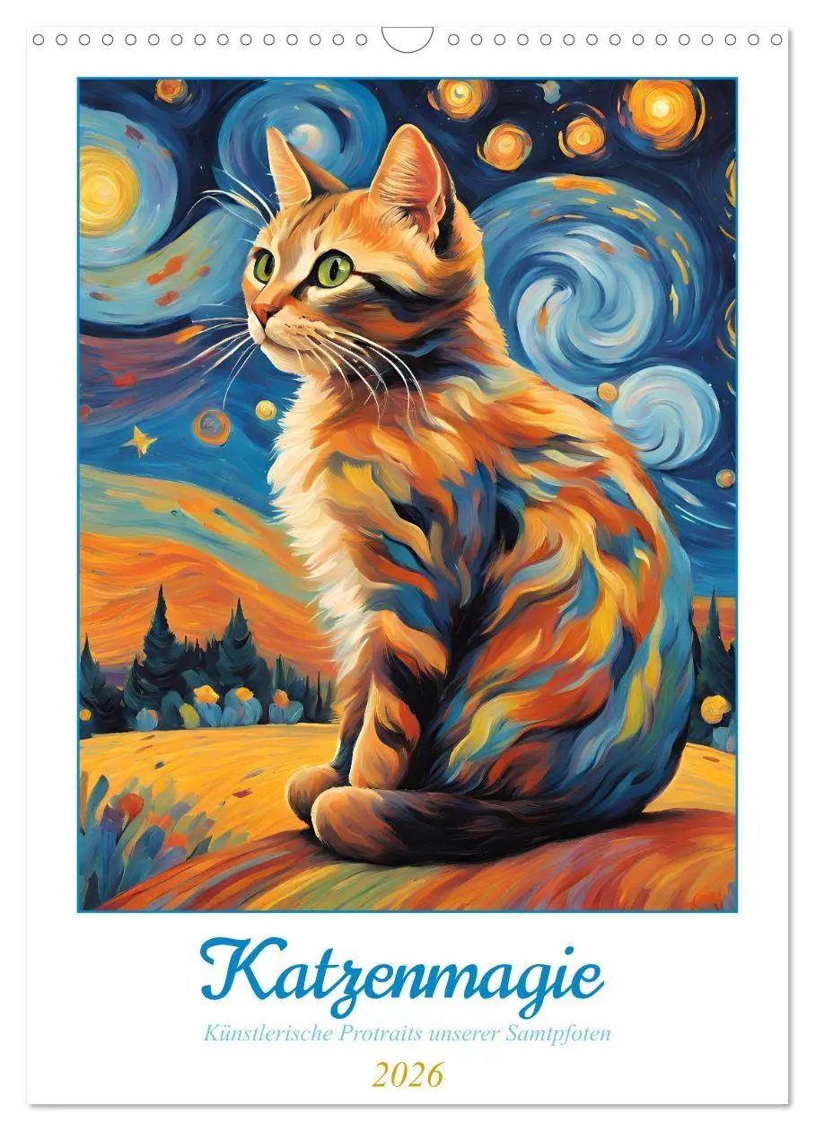 Cover: 9783457283370 | Katzenmagie (Wandkalender 2026 DIN A3 hoch), CALVENDO Monatskalender