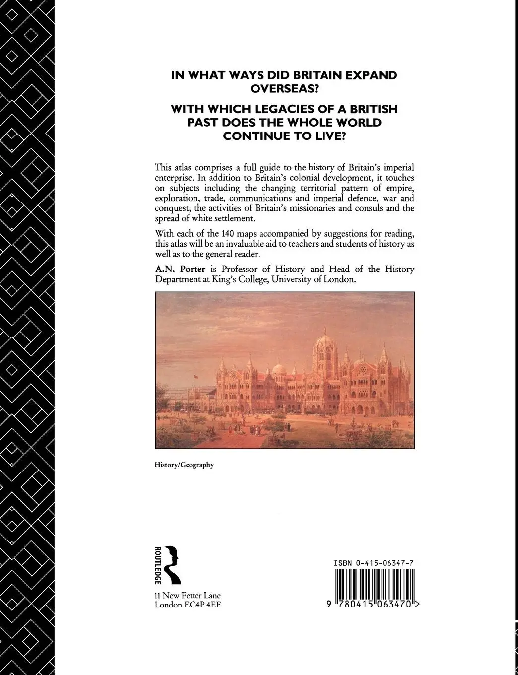 Rückseite: 9780415063470 | Atlas of British Overseas Expansion | A. N. Porter | Taschenbuch