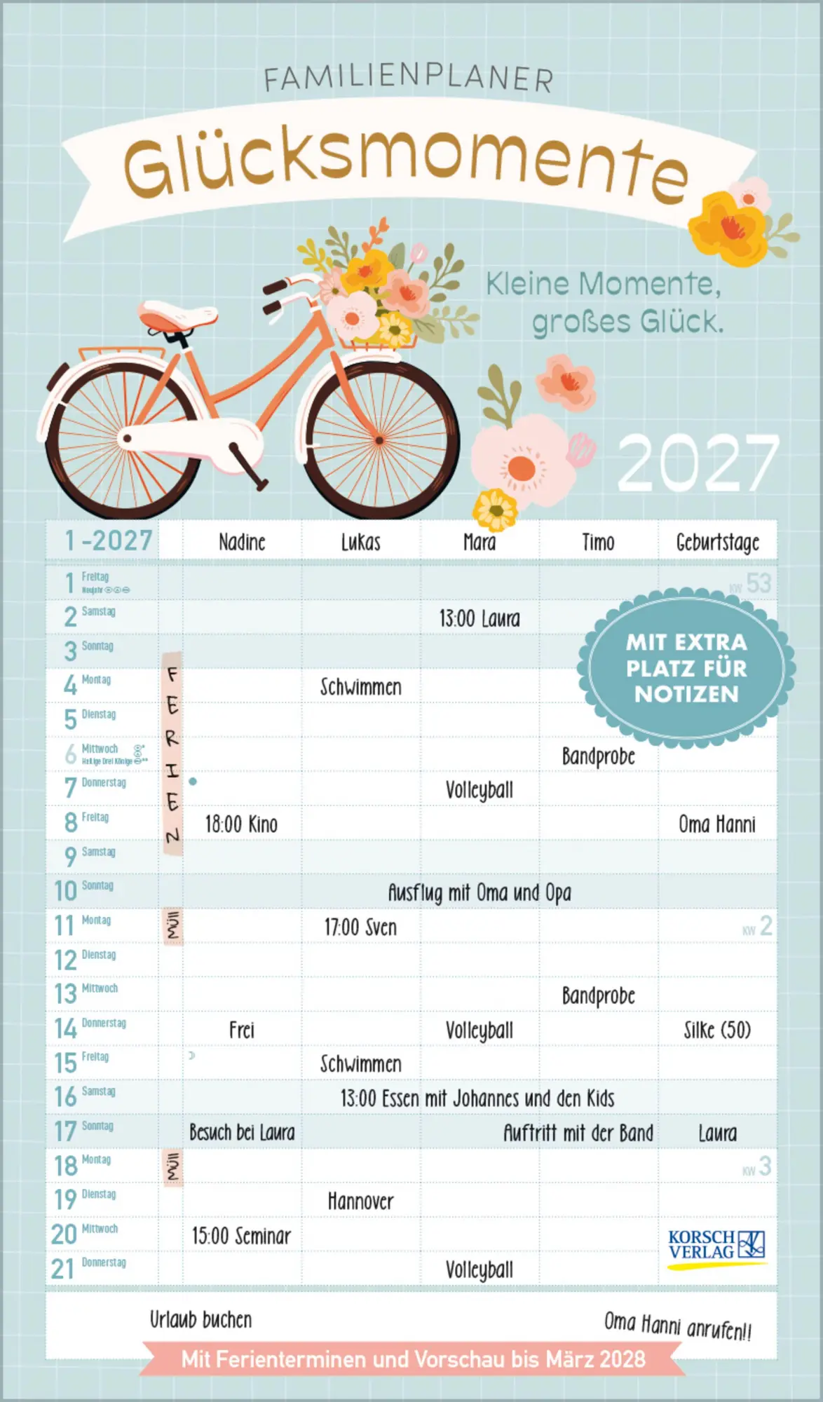 Cover: 9783819303470 | Glücksmomente 2027 | Verlag Korsch | Kalender | 13 S. | Deutsch | 2027